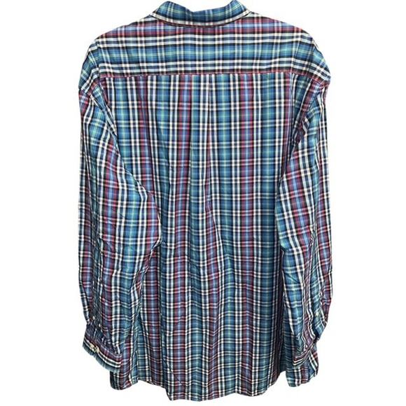 US Polo Assn. 4XLT Shirt Blue Plaid Button Down Pocket Logo Long Sleeves 4X Tall - Picture 4 of 4